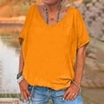 thumbnail image 2 of Timegard Womens Tops V Neck Short Sleeve Loose Blouse Summer Solid Color Casual Comfy Tops Basic Tee, 2 of 5
