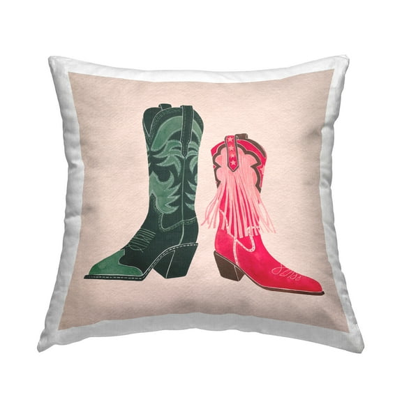 Stupell Industries Pink & Green Boots Decorative Printed Throw Pillow Design by Grace Popp