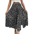 thumbnail image 2 of Women'S Print Long Skirts High Waist Split A Line Full Length Maxi Skirt Black S, 2 of 9