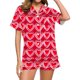 thumbnail image 1 of Conjunto de Verano para las Mujeres Día de San Valentín Amor Impreso Cuello de Manga Corta con Pantalones Cortos, Poliéster Ligero para el Uso Informal, 1 of 9