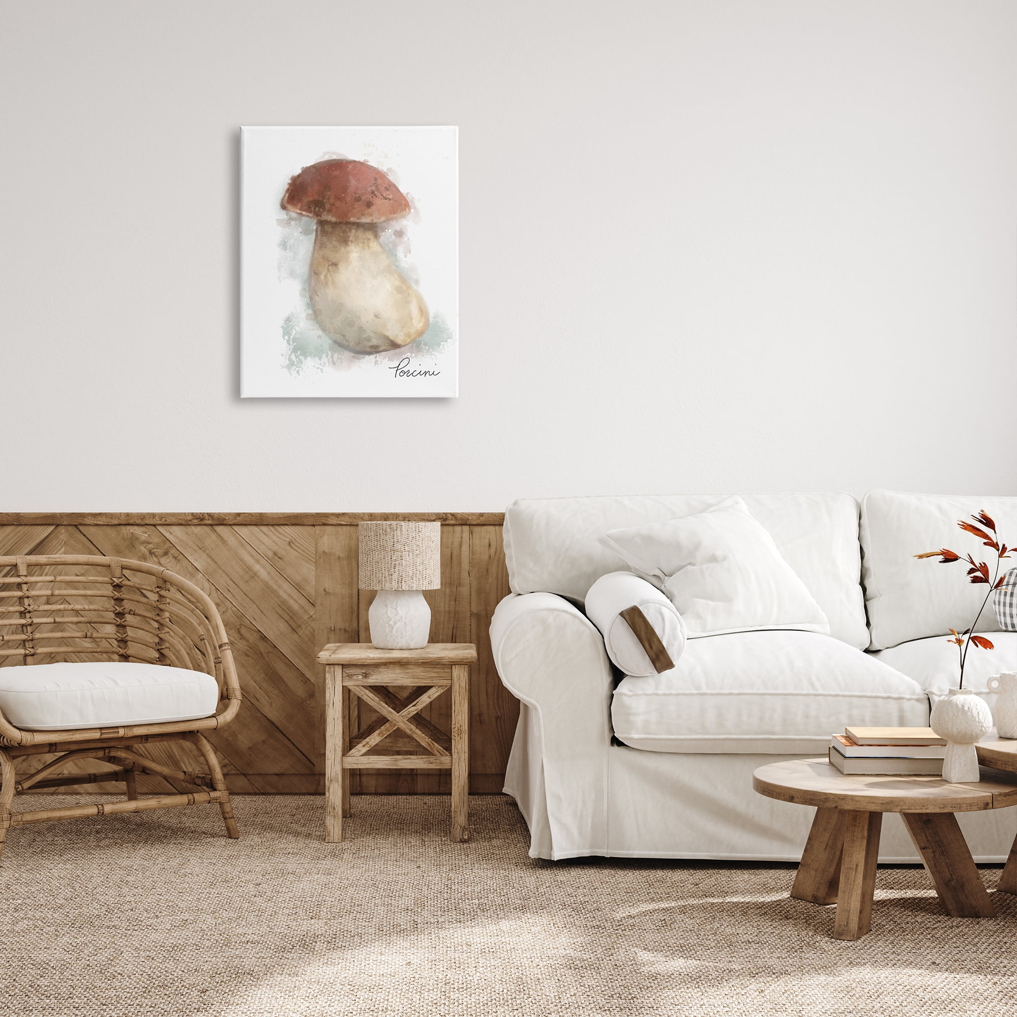 Stupell Industries Abstract Porcini Mushroom Botanical & Floral Painting Gallery Wrapped Canvas Art Print Wall Art, 24 x 30