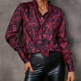 thumbnail image 2 of EQWLJWE Blouses à Manches Longues pour Femmes T-shirt Imprimé Mode Décontracté Col en V, 2 of 5