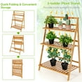 thumbnail image 3 of Patiojoy 3 Tier Folding Storage Shelf Bamboo Ladder Plant Stand Flower Pot Display Shelf Rack Natural for Indoor&Outdoor, 3 of 7