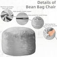 thumbnail image 4 of Bean Bag Chair: Giant 4' Memory Foam Furniture Bean Bag Chairs for Adults with Microfiber Cover 4Ft (Light Grey), 4 of 12