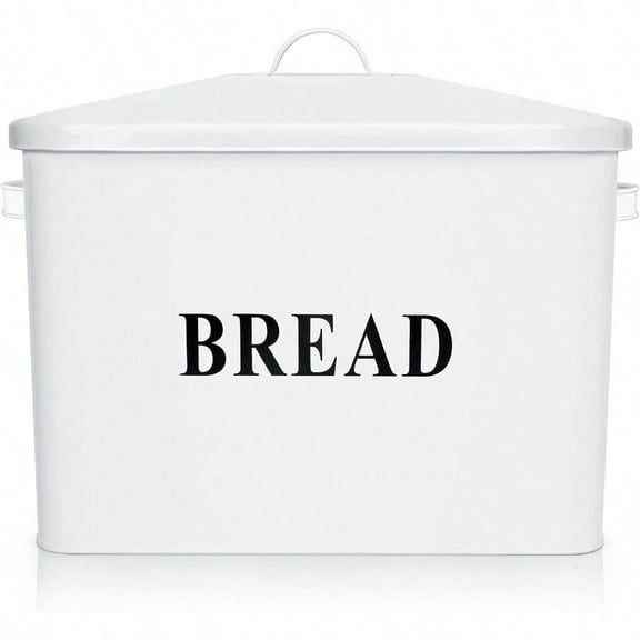 Efar Bread Box Metal Bread Box with Lid for Kitchen Countertop Large Bread Bin Holder Storage Container 13" x 9.8" x 7.3" Holds 2  Loaves Modern Farmhouse and Vintage Style
