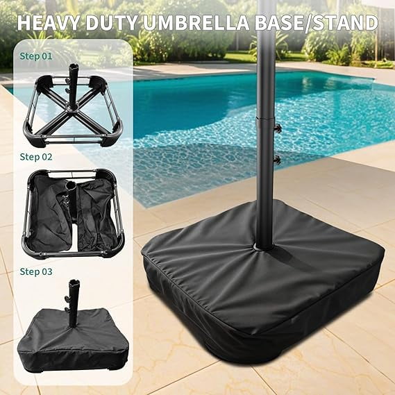 ChaoLink 15ft Large Patio Umbrella with Base & Solar Lights-Rectangular Patio Umbrella with Crank Handle, UV Protection for Outdoor Market