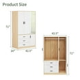 thumbnail image 2 of Armoire Wardrobe Closet with 3 Doors, 71" High Bedroom Wardrobe Closet with Mirror 3 Closet Drawers, Tall Cabinet Closet Wardrobe for Bedroom with Hanging Rod, Armoires and Wardrobes,Wooden, 2 of 9