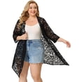 thumbnail image 4 of Plus Size Draped Shawls for Women Lightweight Open Front Lace Cardigans Black 2X, 4 of 7