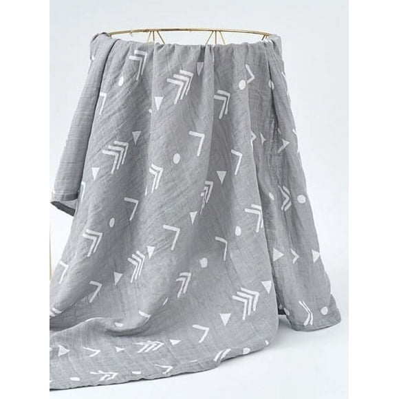 Manta Muselina para bebé 100% algodón, Suave y Transpirable, 110cm X 120cm cobijas y frazadas gris flecha blanca