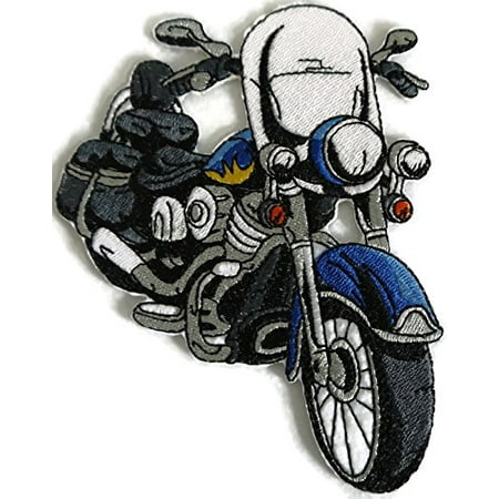 Mighty Blue Chopper Embroidered Iron On/Sew patch [6" x4.8"]