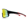 thumbnail image 6 of Mens Mirrored Classic Oversized Shield Windbreaker Wrap Plastic Sport Sunglasses Black Red - Orange Mirror, 6 of 8