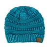 C.C Trendy Warm Chunky Soft Stretch Cable Knit Beanie Skully, Teal Metallic