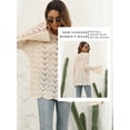 thumbnail image 6 of STARVNC Women Crochet Cutout Crew Neck Long Sleeve Wavy Hem Top, 6 of 7