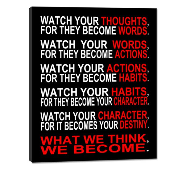 Lámina sobre lienzo Pyradecor Watch Your Thoughts Motivational 30x40 cm