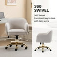 thumbnail image 3 of Home Office Desk Chair with Arms Gold Wheels Modern Velvet Upholstered Rolling Computer Chair Mid-Back Ergonomic Adjustable Swivel Vanity Chair for Bedroom Study Office, Beige,Corduroy, 3 of 6