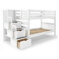 thumbnail image 4 of Bedz King Transitional Pine Wood Twin over Twin Stairway Bunk Bed in White, 4 of 9