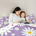 thumbnail image 4 of jejeloiu Kawaii Floral Daisy 7-Piece Twin Bedding Sets,Cartoon Flowers Blossom Bedding Comforter Set,Purple White Sheet Sets For Girls Teens,Super Cozy Room Decor Reversible, 4 of 8