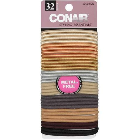 Conair Natural Shimmer Metal Free Elastics, 32 Pack