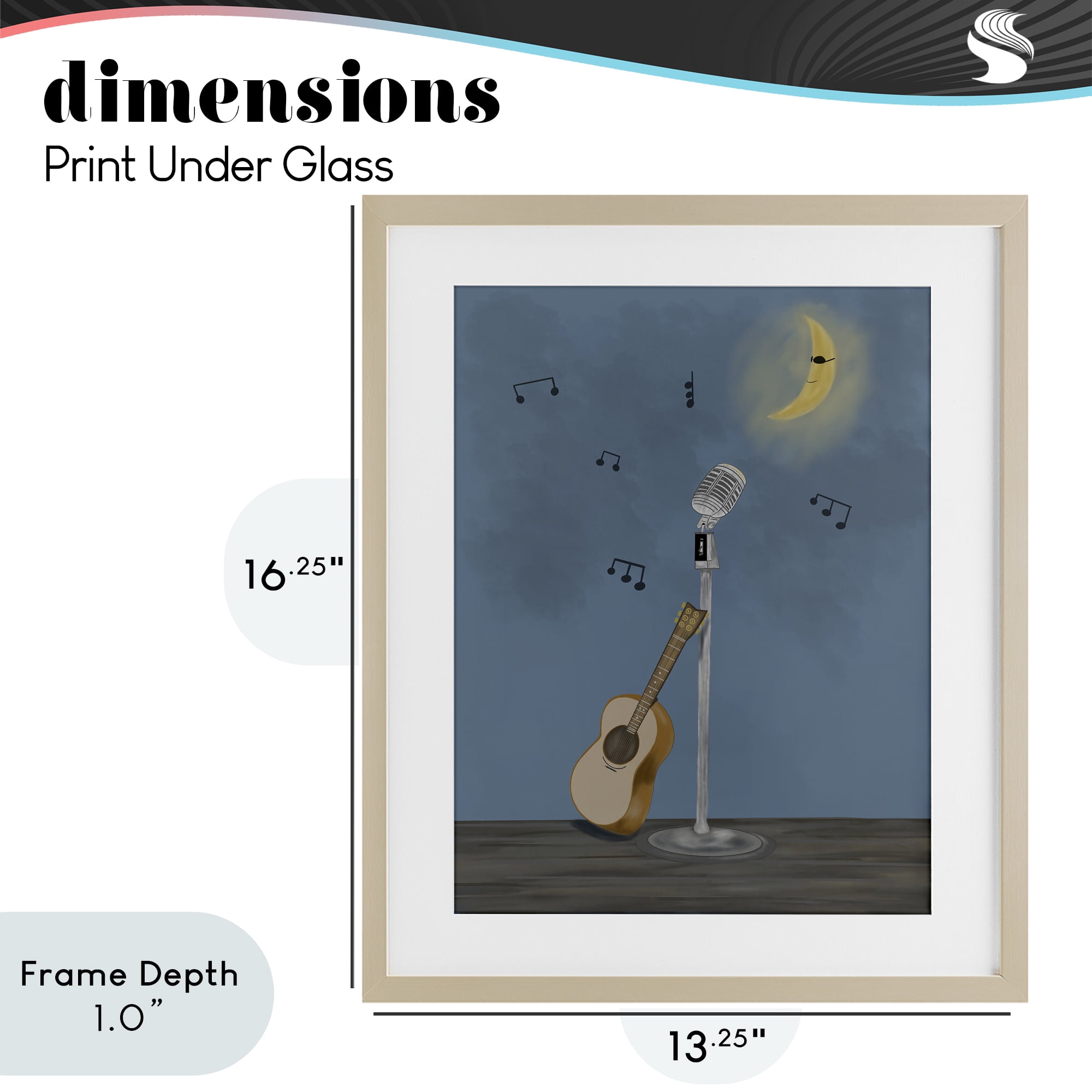 Stupell Industries Music And Moon Stage Birch Framed Print Under Glass, design by Leslie Hermosa
