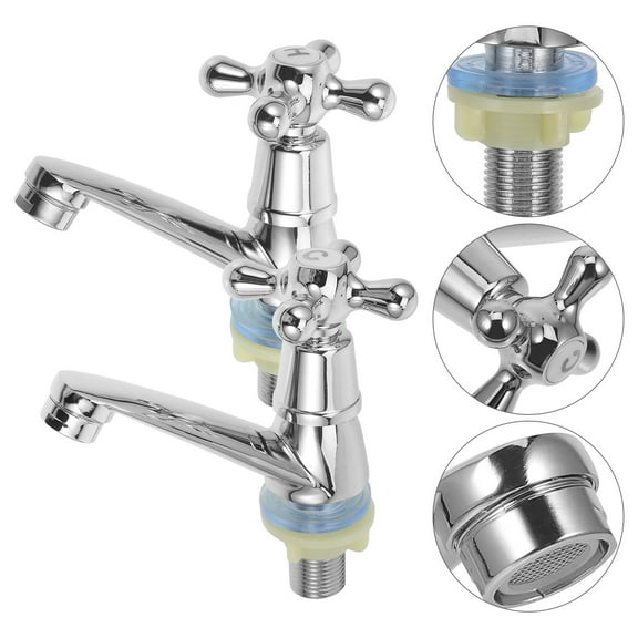 Huaq 1 pair of bathroom basin sink faucets, kitchen faucets water-saving basin column faucets, single handle hot and cold bathroom sink faucets, Victoria double handle basin bathtub sink faucets