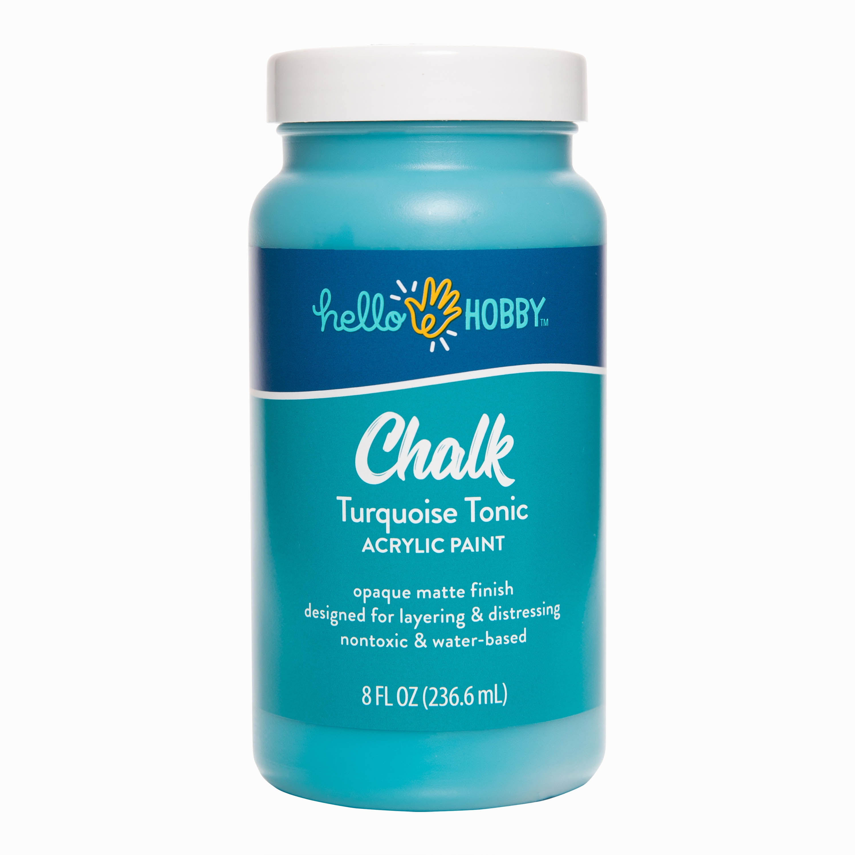 Hello Hobby Chalk Acrylic Paint, Ultra Matte, Turquoise Tonic, 8 fl oz