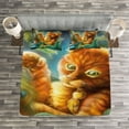 thumbnail image 3 of Ambesonne Cat Quilted Bedspread Set 3 Pcs, Fantasy Peacock, Queen Size, Orange Green Blue, 3 of 3