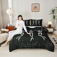 thumbnail image 4 of jejeloiu Vintage Skeleton Full Comforter Set Boho White Black Microfiber Reversible Bedroom Decor For Adults 3pcs, 4 of 8