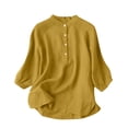 thumbnail image 2 of ICHUANYI Clearance Women's Fashion Casual T-Shirt Short Sleeve V-Neck Sweatshirt Tops Blouse(Yellow, L) ICHUANYI WER2023081011187, 2 of 3