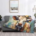 thumbnail image 2 of Rozeui Oil Painting Flower Cow for Flannel Blanket, Soft Fuzzy Plush King Blanket for Winter, Thick and Warm All-Season Bed Throw-50"x40", 2 of 6