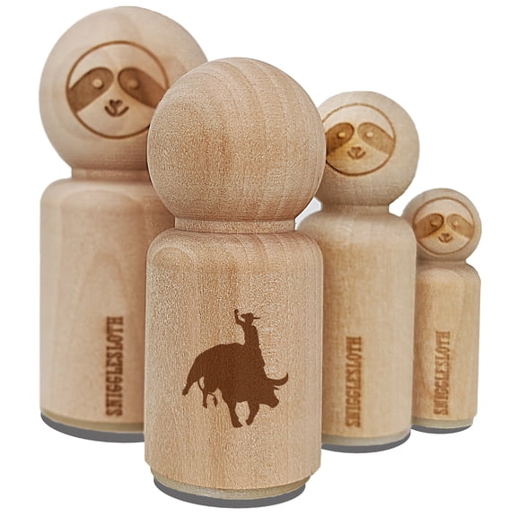 Rodeo Cowboy Riding on Bucking Bull Rubber Stamp for Scrapbooking Crafting Stamping - Mini 1/2 Inch