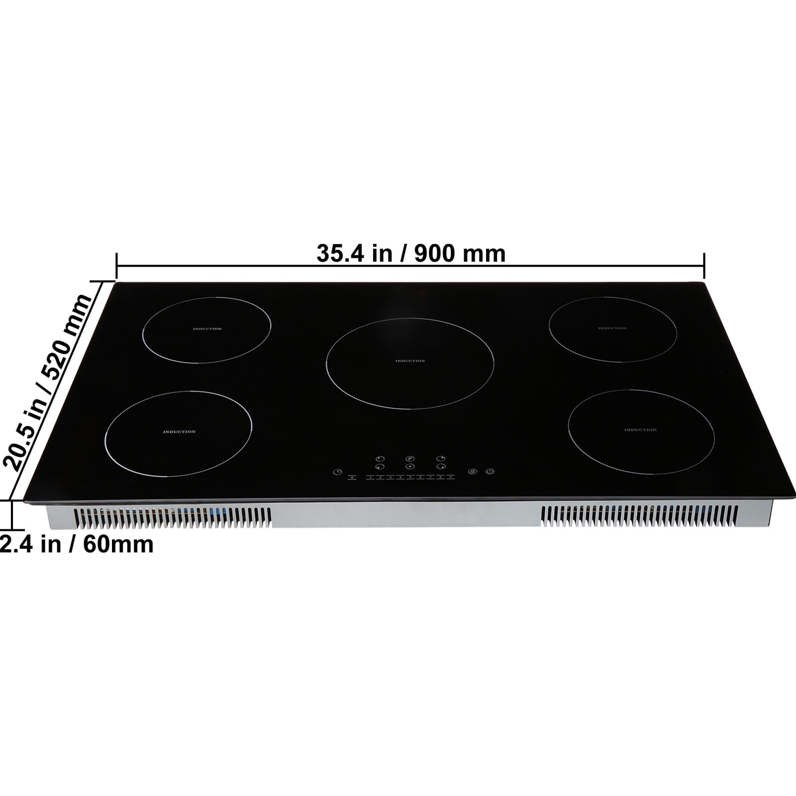 KFFKFF 5 Burners Ceramic Glass Stove Top Touch Control 36 inch Electric Cooktop