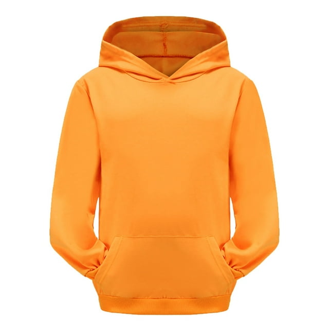 GDREDA Chandails à Capuche Classiques Unis pour Jeunes, Doux, Chandails à Capuche à Enfiler pour Enfants (Orange, 8-9 Ans)