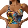 thumbnail image 1 of Fotbe Sunflower Turtle Sujetador Deportivo Largo sin Aros para Mujer con Almohadillas y Soporte Medio, Transpirable y Absorbente, Camiseta Tipo Chaleco o Tank Top-XX-Large, 1 of 8