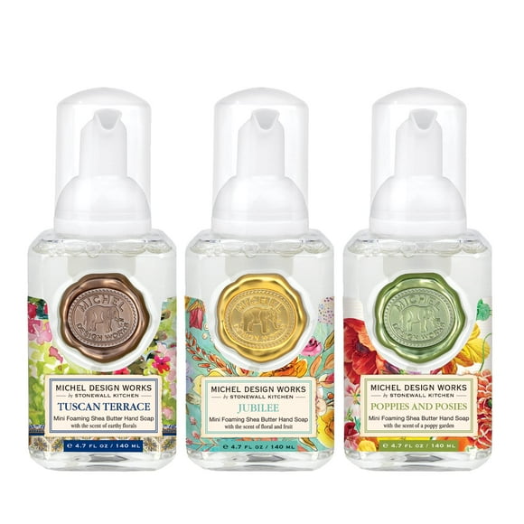 Michel Design Works Mini Savon Moussant Ensemble de 3 (Tuscan Terrace, Jubilé, Coquelicots et Posies)
