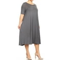 thumbnail image 2 of Women's Elegant Plus Size Midi Dress A-Line Design with Short Sleeves, 2 of 5