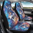 thumbnail image 4 of XYZCANDO Front Seats Protector Polyester Car Seat Covers Car Accessories Durable Washable SUV Van, Colorful Wolf Pattern, 4 of 10