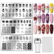 thumbnail image 1 of Juego de 3 placas para estampar uñas con diseño de rosas, plantillas para uñas con diseño de ramo, plantillas para manicura con estampado floral vintage., 1 of 7