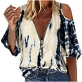 thumbnail image 1 of Pompotops T-shirt Décontracté pour Femmes Imprimé Floral Col en V Manches Courtes Chandail Blouse Tops, 1 of 6
