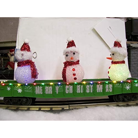MTH O Gauge Green Christmas Gondola W/LED Lights & Lighted Snowmen
