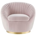 thumbnail image 7 of Maklaine Upholstered Performance Velvet Swivel Chair in Gold/Pink, 7 of 7