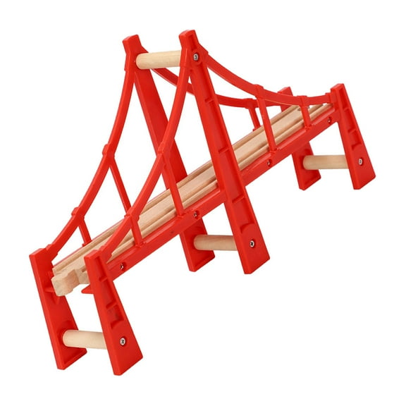 Raindrops Train Bridge Red Wooden Plastic 1Pcs 12.8X7.5X2.5In