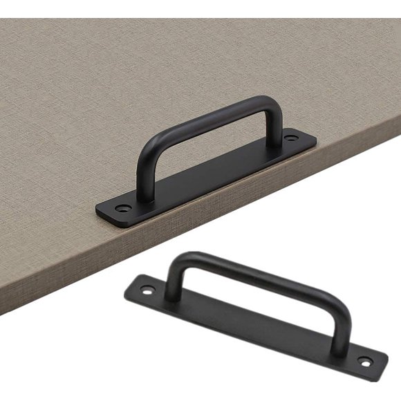2 pieces black no hole punching plain handle sliding door balcony wooden door barn door handle handrail hardware
