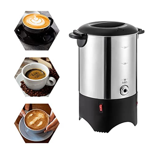 Coffee Urn, 30 Cups Electric Coffee Maker, 5.2L 304 Stainless Steel Electric Coffee Maker with Removable Filte, Hot Beverage Dispenser for Catering/Cafes/Wedding/Receptions(5.2L 10