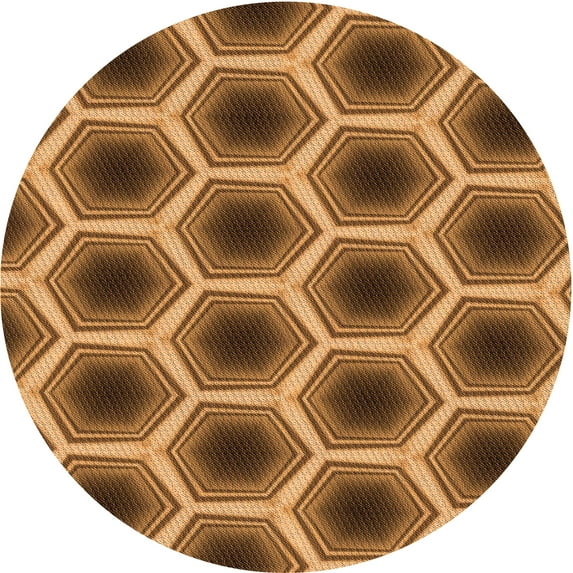 Ahgly Company Indoor Round Patterned Saddle Brown Area Rugs, 5' Round