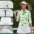 thumbnail image 6 of Uorisanigo Four Leaf Clover Women's 3/4 Sleeve Golf Top Size L Comfortable Fashionable Quick Dry Athletic Polo Shirts with Zip Up Collar Versatile Tennis Tops Breathable for Women, 6 of 7
