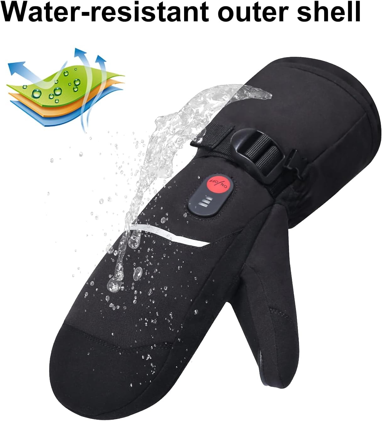 Snow Deer Heated Mittens Gloves for Men Women, Palm & Handback Heated Rechargeable Electric Ski Snow Mitts with 7.4V 2200mAh Battery for Winter Skating Camping Hunting Hiking Running
