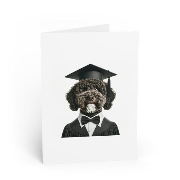 DistinctInk Greeting Card / Note Card - Spanish Water Dog Graduation - PACK of 1