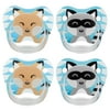Dr. Brown's Classic PACIFIERS, 0-6m, Animal Faces Blue, 4 Count