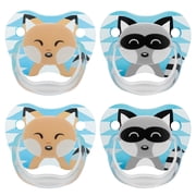 Dr. Brown's Classic PACIFIERS, 0-6m, Animal Faces Blue, 4 Count