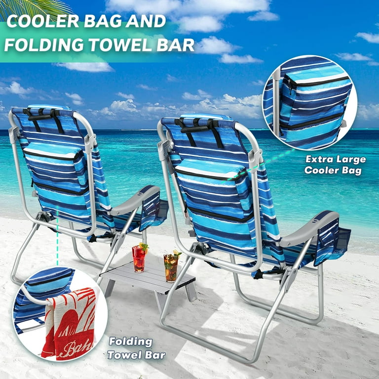 Waleaf Folding Tall Backpack Beach Chair, 4-Position Adjustable